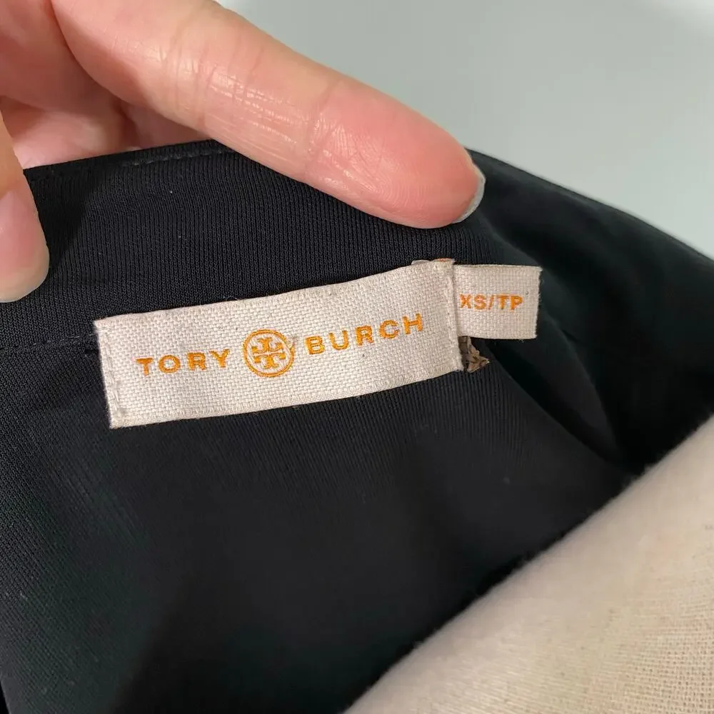 Tory Burch Women Black with Gold Buttons Button Up Jersey Shirt Dress Size XS